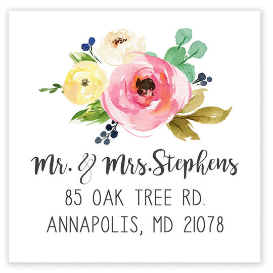 Rose Bunch Square Address Labels